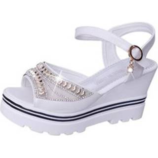 👉 Spons wit Woord gesp met strass platform sandalen schoenmaat: 36 (wit) 8733253466201