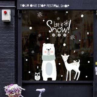 👉 Glas Kerst schattige kleine beer herten sticker Mall shop venster grootte: 60x90CM 8733253549997