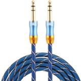 👉 Audiokabel blauw nylon mannen EMK 6.35mm Mannelijk naar 4 Sectie Vergulde stekkerrooster gevlochten voor luidsprekerversterkermixer, lengte: 2m (blauw)