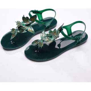👉 Slippers groen jelly Peep toe Butterfly Flip Flops zomer schoenmaat: 36 (groen) 8733253522167