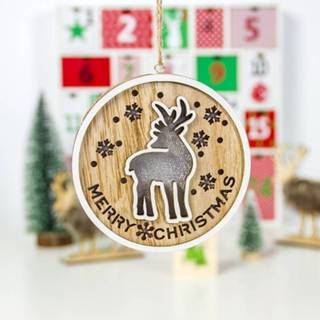 👉 Hanger houten 2 PC'S geschilderde kerst ronde Light Card creatieve holle kerstboom decoratie aanbieding (herten) 8733253505061