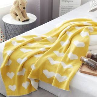 👉 Katoenen deken geel Lente en herfst Gebreide jacquard katoen beddengoed grootte: 90x110cm (geel) 8733253564884