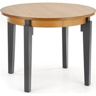 👉 Ronde eettafel goud eiken Gelamineerde MDF hout Uitschuifbare Sorbus 100 tot 200 cm breed in