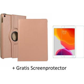 👉 Screenprotector goud active IPad 10.2 inch (2019) hoes - Draaibare Book Case + Rosé 8719793065555