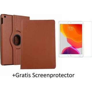 👉 Screenprotector bruin active IPad 10.2 inch (2019) hoes - Draaibare Book Case + 8719793065487