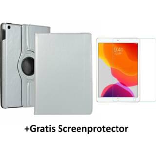 👉 Screenprotector zilver active IPad 10.2 inch (2019) hoes - Draaibare Book Case + 8719793065562