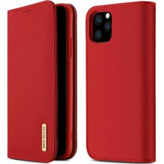 👉 Rood active IPhone 11 Pro hoes - Wish Series Lederen Book Case 8719793057567