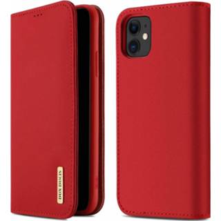 👉 Rood active IPhone 11 hoes - Wish Series Lederen Book Case 8719793058069