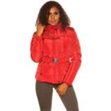 👉 Trendy Winter jacket with belt Red