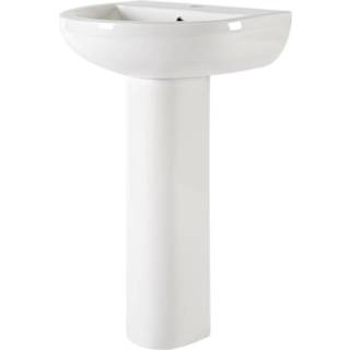 👉 Wastafel keramische keramisch rond modern wit covelly Wastafels met Zuil - 1 x Kraangat 55 cm 44,5 83,5 | 5051752767067