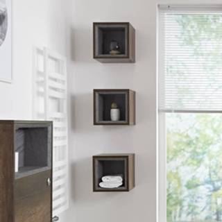 👉 Wandkast eiken MDF modern fsc muurbevestiging hoxton Open Badkamer Donker 30cm - incl/excl. LED 5051752738838