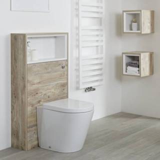 👉 Eiken MDF modern fsc vloerstaand hoxton Staande Toiletten Stortbak Ombouw met Open Schap Licht 115cm - incl/excl. LED 5051752684524