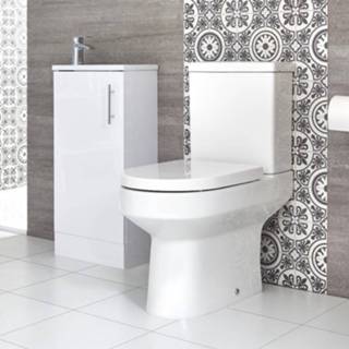 👉 Wasbak keramisch rond Duoblok Toiletten Toiletmeubelset 40cm Staand met Slimline | Keuze aan Afwerkingen Covelly 5051752873232