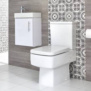 👉 Wasbak keramisch vierkant Duoblok Toiletten Toiletmeubelset 40cm Hangend met | Keuze aan Afwerkingen Exton 5051752873089