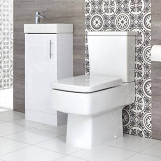 👉 Wasbak keramisch vierkant Duoblok Toiletten Toiletmeubelset 40cm Staand met | Keuze aan Afwerkingen Exton 5051752873140