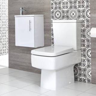 👉 Wasbak keramisch vierkant Duoblok Toiletten Toiletmeubelset 40cm Hangend met Slimline | Keuze aan Afwerkingen Exton 5051752873201