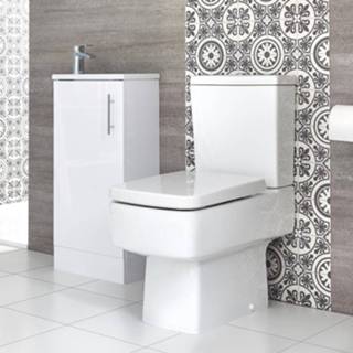 👉 Wasbak keramisch vierkant Duoblok Toiletten Toiletmeubelset 40cm Staand met Slimline | Keuze aan Afwerkingen Exton 5051752873263