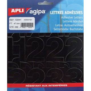 👉 Agipa etiketten cijfers en letters letterhoogte 47 mm, 286 cijfers