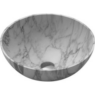 👉 Waskom wit marmer Saniclass Java Marble 42x42x15cm rond 18809 5400220188093