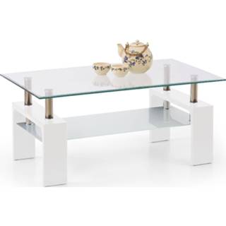 👉 Salontafel wit Gelamineerde MDF hout transparant Glazen Diana intro 100 cm breed in