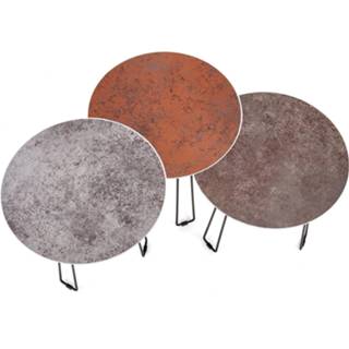 👉 Salontafel steen staal zwart set Triple met effect