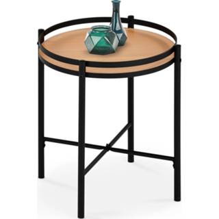👉 Bijzettafel zwart eiken MDF Hout Mela 44x46x44 cm breed in natuurlijk met