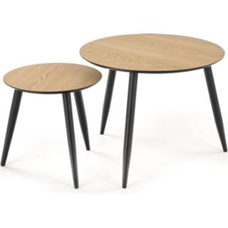 👉 Bijzettafel goud eiken Gelamineerde MDF hout Set Mentona in