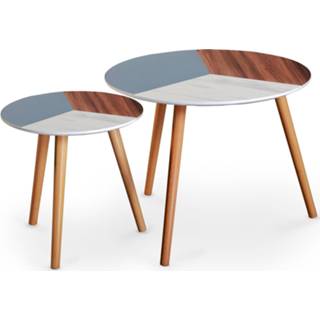 👉 Bijzettafel Gelamineerde MDF hout walnoot Set Multi