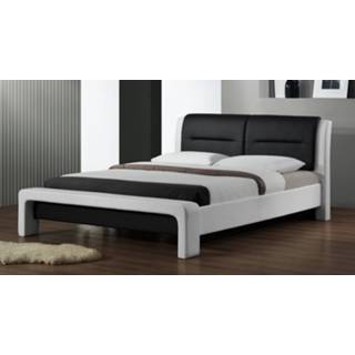 👉 Tweepersoonsbed wit zwart eco-leer Cassandra 160x200cm in met