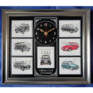 👉 Wandklok zwarte met een collage van The London Taxi