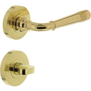 👉 Deurkruk messing Intersteel Emily op rozet toilet-/badkamersluiting gelakt 8714186310724