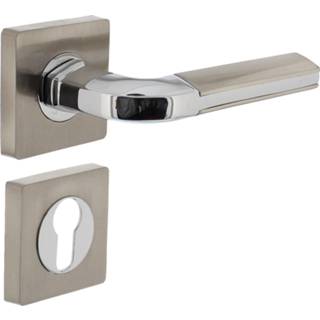 👉 Deurkruk chroom Intersteel Amber op vierkant rozet profielcilindergat 8714186274255