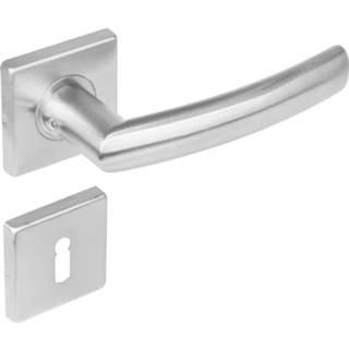 👉 Deurkruk roestvaststaal modern sleutelgat deurknop geborsteld Intersteel Blok op vierkant rozet 8714186123478