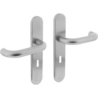 👉 Deurkruk rond roestvaststaal modern sleutelgat deurknop geborsteld Intersteel op schild 56 mm 8714186181232