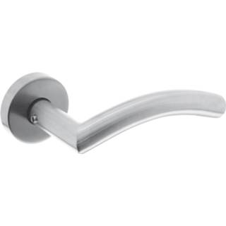 👉 Deurkruk roestvaststaal modern deurknop geborsteld Intersteel Lisa 90° met rozet 8714186422618