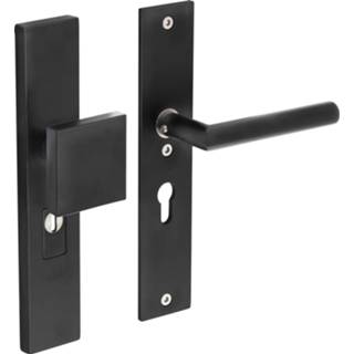 👉 Veiligheidsbeslag zwart vintage deurknop mat Intersteel kerntrekbeveiliging profielcilindergat rechthoekig 55 mm 8714186428306