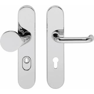👉 Veiligheidsbeslag chroom vintage deurknop gepolijst Intersteel SKG3 profielcilindergat 72 mm ovaal met kerntrekbeveiliging 8714186069318