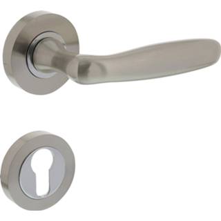 👉 Deurkruk nikkel vintage cilindergat deurknop mat Intersteel Bjorn op rozet profielcilindergat 8714186176931