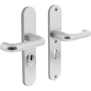 👉 Veiligheidsbeslag aluminium modern deurknop Intersteel SKG3 kruk/kruk profielcilinder 55 mm met kerntrekbeveiliging 8714186447772