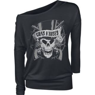 👉 Longsleeve meisjes zwart Guns N' Roses Top Hat Skull Girls