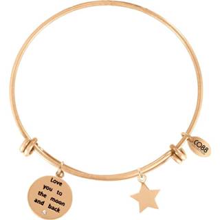 👉 CO88 8CB-11022 Stalen Bangle, tekst en ster. Instelbare lengte, rosékleurig 8719323280892