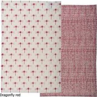 👉 Theedoek rood katoen Theedoeken biologisch 50 x 70 cm set van 2 - Dragonfly red