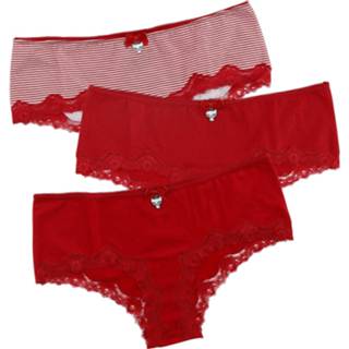 👉 Pantyset rood wit Pussy Deluxe 3er Set Hipster Pants Ondergoedset rood-wit 4060587848637