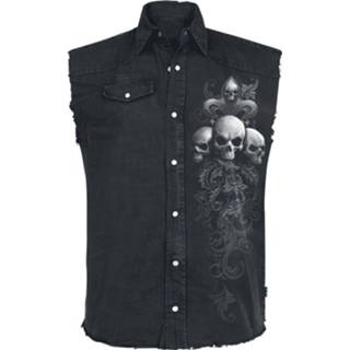 👉 Over hemd vest zwart Spiral Skull Scroll Overhemd (mouwloos) 5055800642214