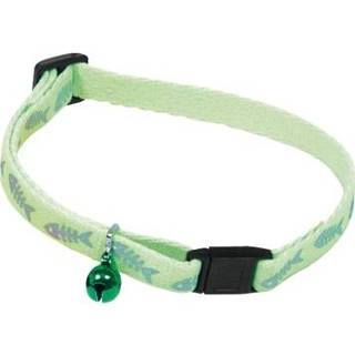 👉 Kattenhalsband groen pakket fluorisend met visgraat print