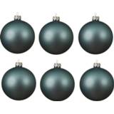 Kerstbal 6x IJsblauwe glazen kerstballen 6 cm mat