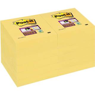 👉 Houten blok geel Post-it Super Sticky notes, ft 47,6 x mm, geel, 90 vel, pak van 12 blokken 51141380827