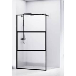 👉 Douchewand zwart glas aluminium Van Rijn ST04 Helder 8 mm Profiel 90x200 cm 8719304399599 8719304399810