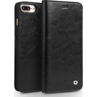 👉 Portemonnee zwart echt leer ruimte voor papiergeld bookwallet flip hoes Qialino - lederen luxe wallet iPhone 7 Plus / 8 9145425550783