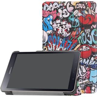 👉 Kunstleer graffiti stand flip hoes rood 3-Vouw sleepcover - Samsung Galaxy Tab A 8.0 inch (2019) 9145425551704